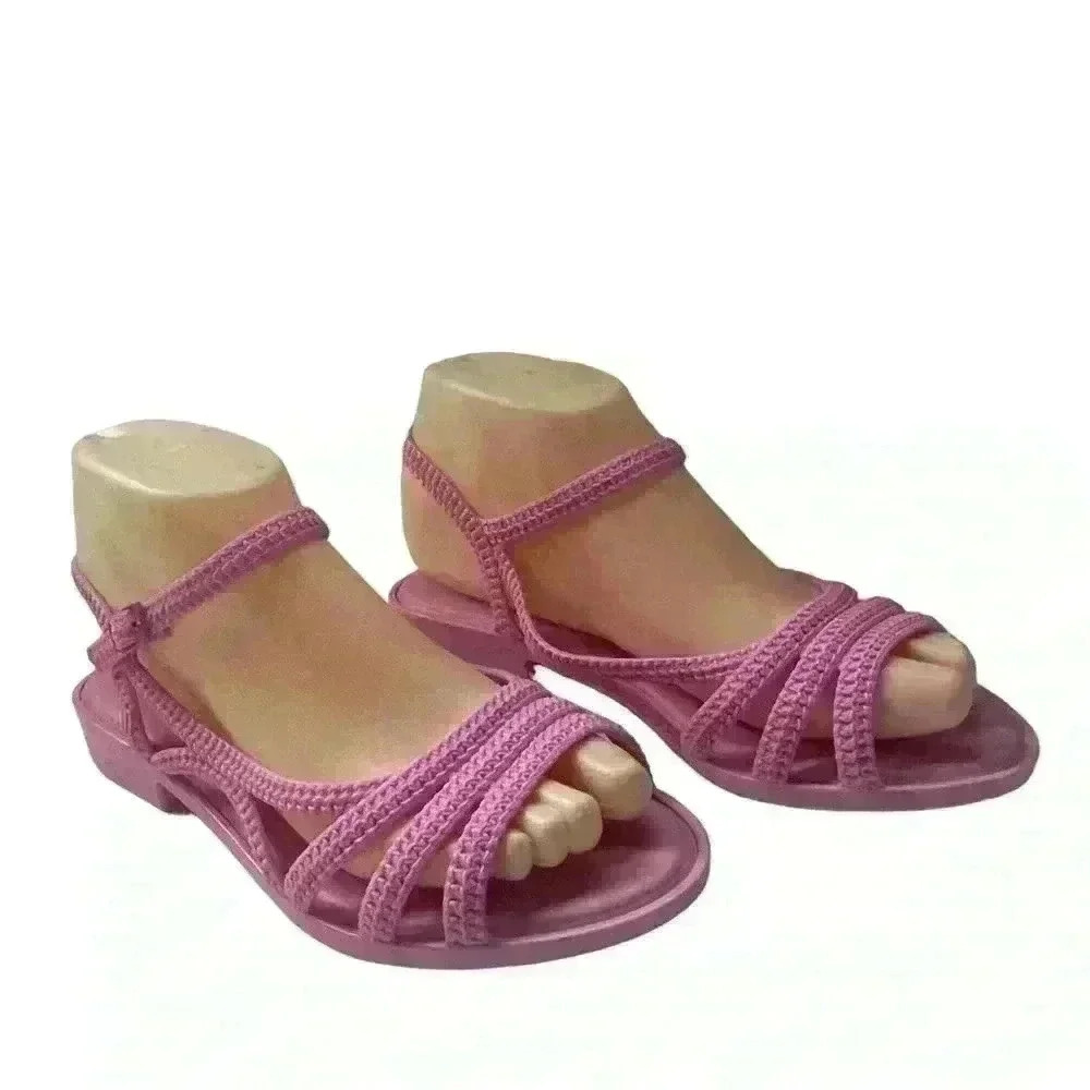 Melissa Womens Pink Braided Jelly Rubber Open Toe Sandals Size 6